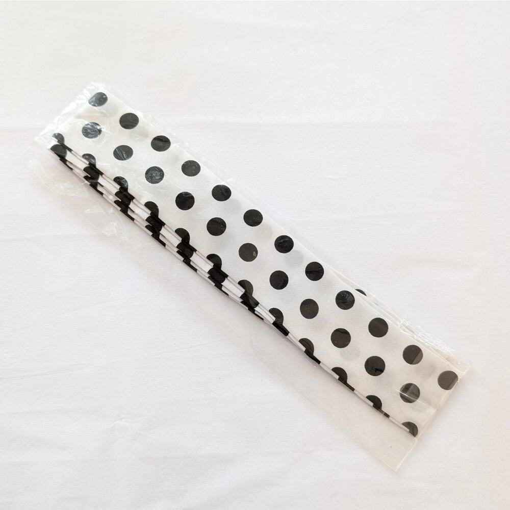 New retro white/black polka dot headband scarf / bag twilly